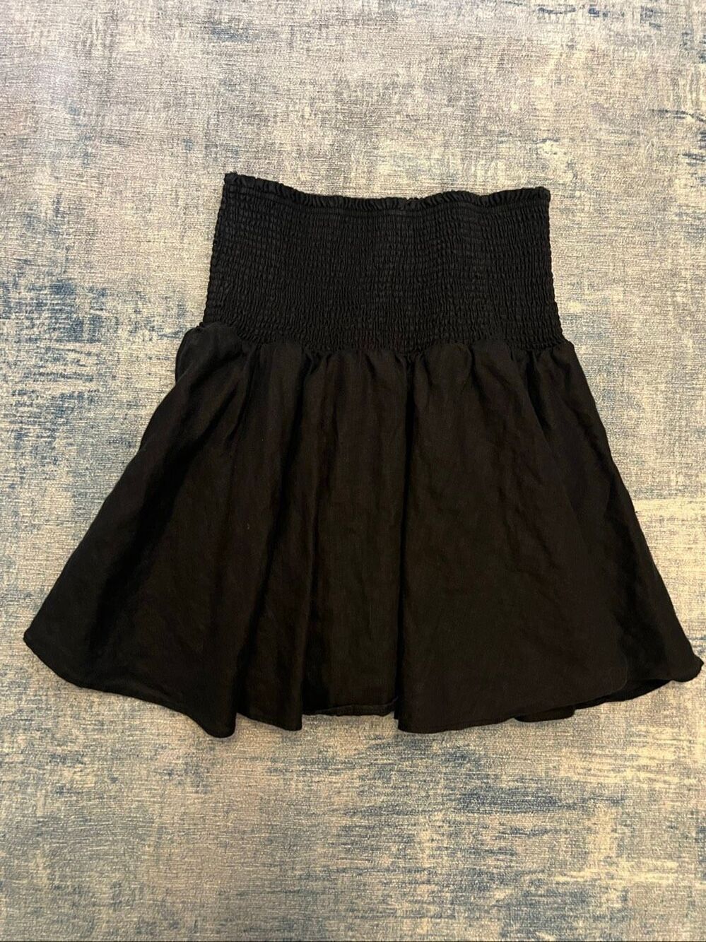 JCrew Black Linen Smocked Waist Lined Mini Skirt Women's XS